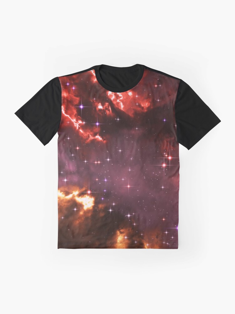 Alternate view of Fantasy nebula cosmos sky in space with stars (Purple/Yellow/Orange/Red/Magenta) Graphic T-Shirt