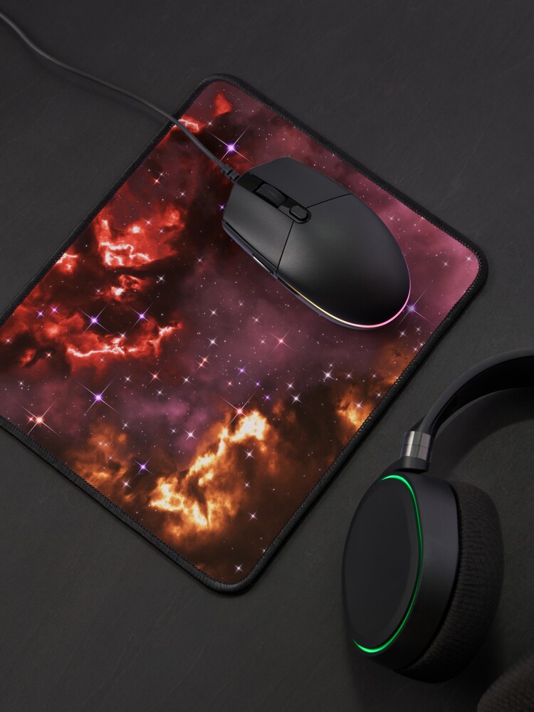 Alternate view of Fantasy nebula cosmos sky in space with stars (Purple/Yellow/Orange/Red/Magenta) Mouse Pad