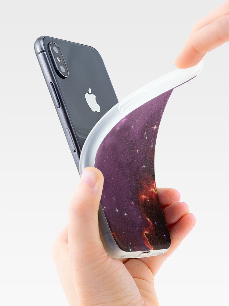 Alternate view of Fantasy nebula cosmos sky in space with stars (Purple/Yellow/Orange/Red/Magenta) iPhone Case