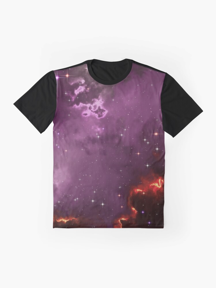 Alternate view of Fantasy nebula cosmos sky in space with stars (Purple/Yellow/Orange/Red/Magenta) Graphic T-Shirt