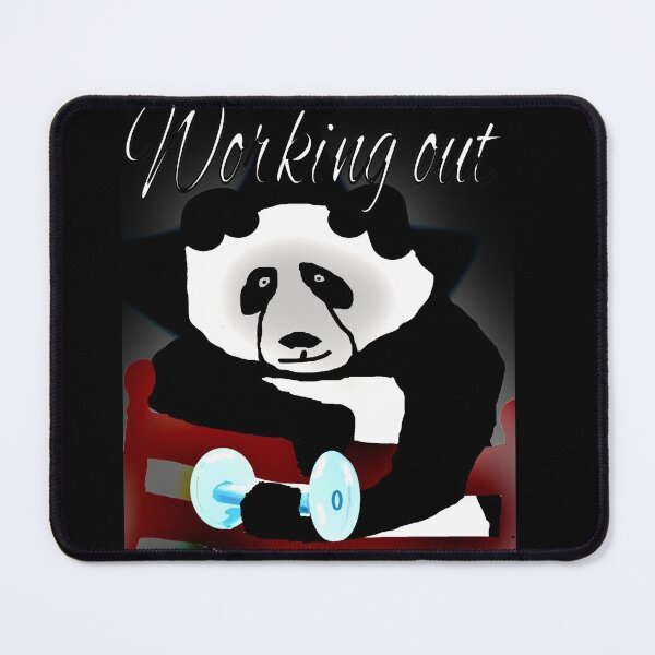 Item preview, Panda working out lifting weights designed and sold by CottagePop.