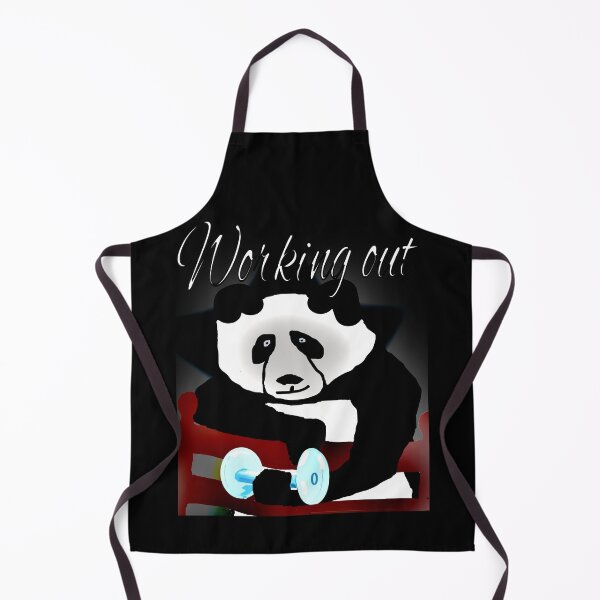 Item preview, Panda working out lifting weights designed and sold by CottagePop.