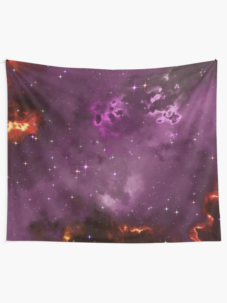 Alternate view of Fantasy nebula cosmos sky in space with stars (Purple/Yellow/Orange/Red/Magenta) Tapestry