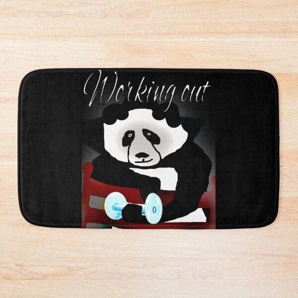 Item preview, Panda working out lifting weights designed and sold by CottagePop.