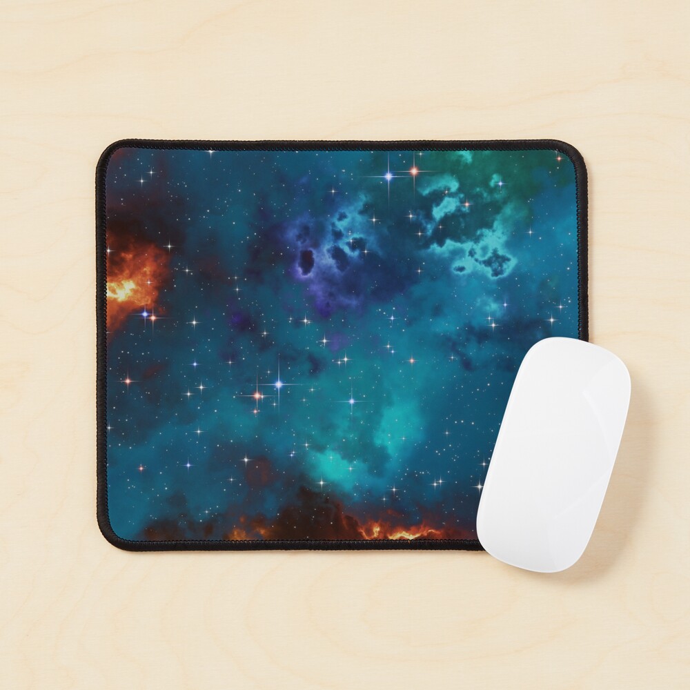 Fantasy nebula cosmos sky in space with stars (Blue/Cyan/Green/Yellow/Orange/Red) Mouse Pad