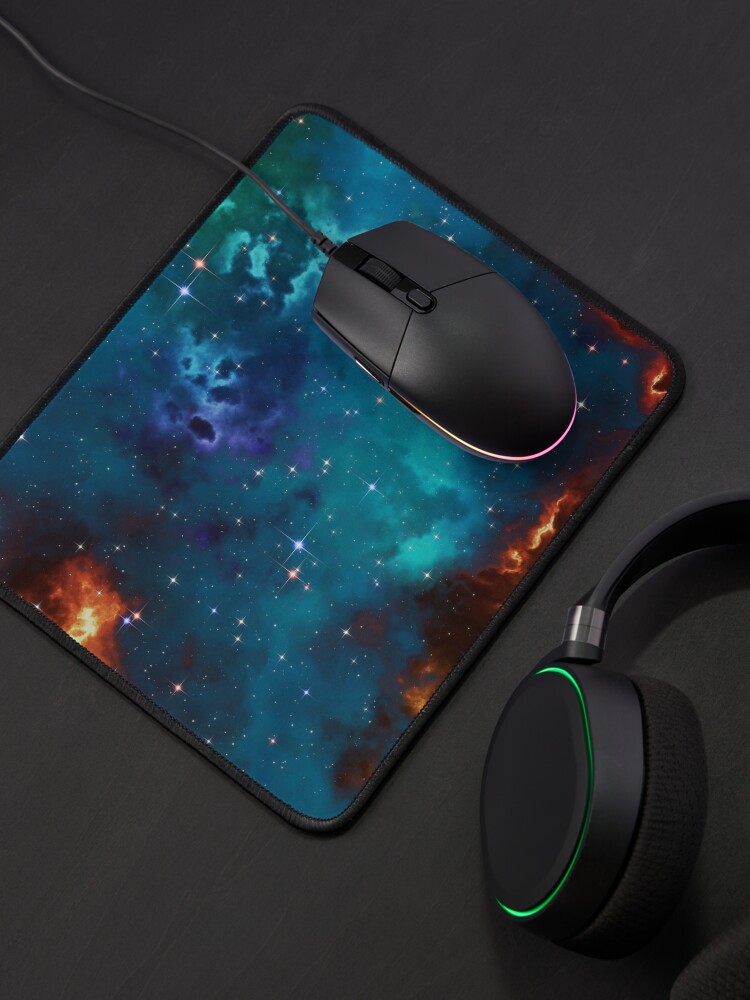 Alternate view of Fantasy nebula cosmos sky in space with stars (Blue/Cyan/Green/Yellow/Orange/Red) Mouse Pad