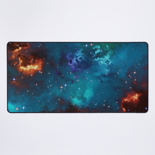 Fantasy nebula cosmos sky in space with stars (Blue/Cyan/Green/Yellow/Orange/Red) Desk Mat