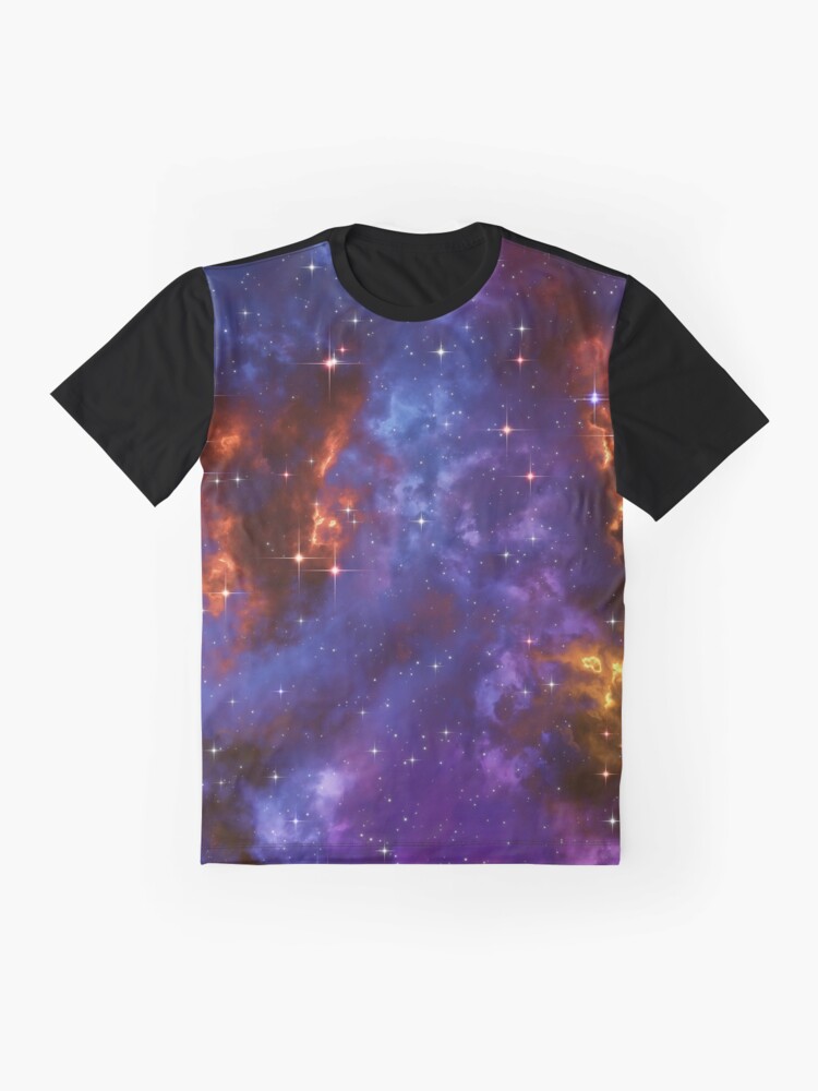 Alternate view of Fantasy nebula cosmos sky in space with stars (Blue/Purple/Red/Yellow) Graphic T-Shirt