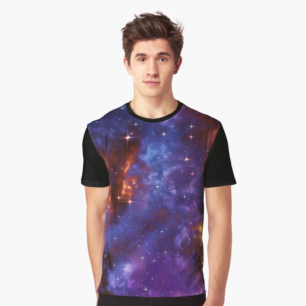 Fantasy nebula cosmos sky in space with stars (Blue/Purple/Red/Yellow) Graphic T-Shirt