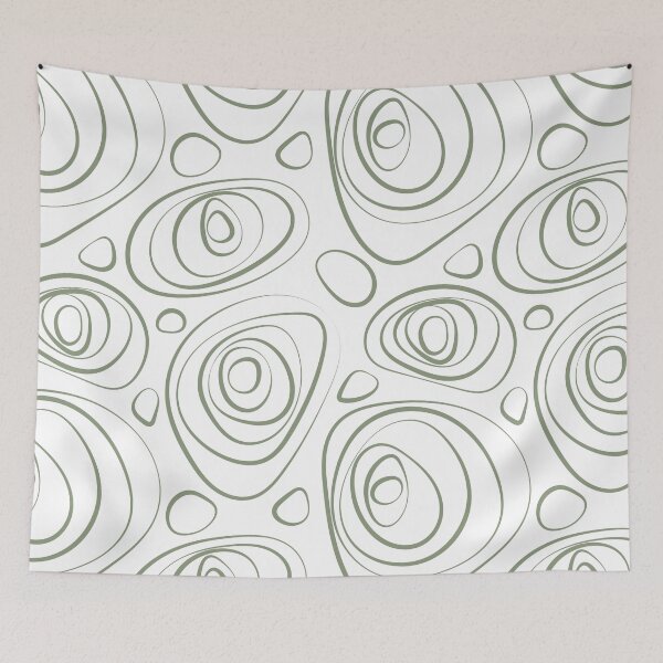 Item preview, Green and White Wacky Retro Circle Pattern Coordinates w/ 2022 Color Trends Behr Laurel Tree S390-5 - Hue - Colour - Shade designed and sold by ColorOfTheYears.