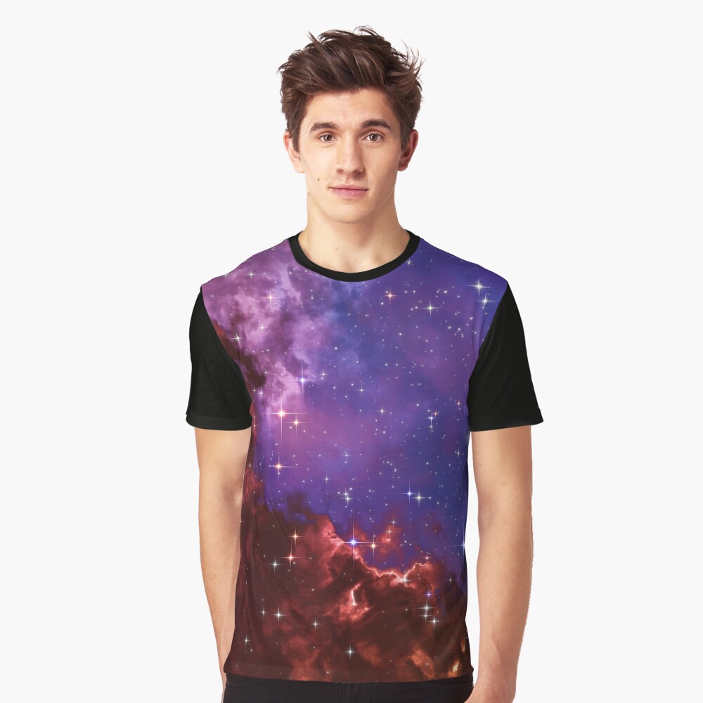 Fantasy nebula cosmos sky in space with stars (Blue/Purple/Red/Yellow/Pink) Graphic T-Shirt