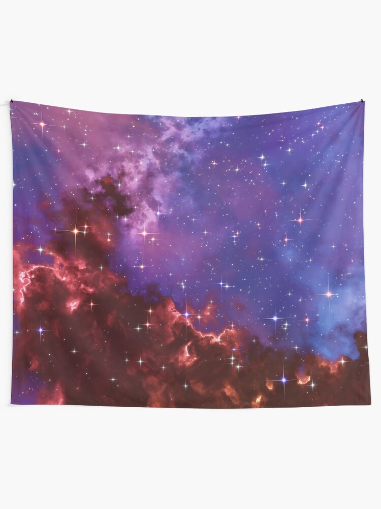Alternate view of Fantasy nebula cosmos sky in space with stars (Blue/Purple/Red/Yellow/Pink) Tapestry