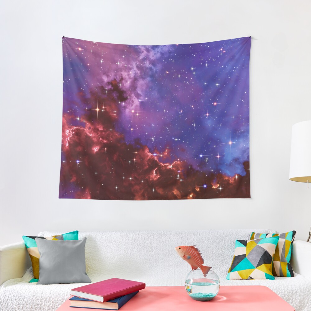 Fantasy nebula cosmos sky in space with stars (Blue/Purple/Red/Yellow/Pink) Tapestry