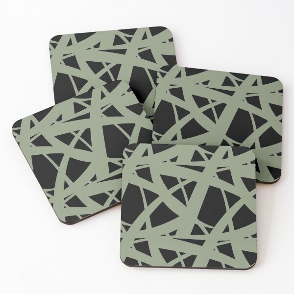 Item preview, Green and Black Abstract Mosaic Pattern 3 Coordinates w/ 2022 Color Trends Behr Laurel Tree S390-5 - Hue - Colour - Shade designed and sold by ColorOfTheYears.