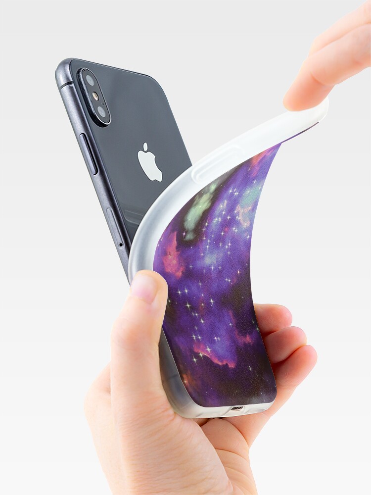 Alternate view of Fantasy nebula cosmos sky in space with stars (Purple/Cyan/Blue/Pink/Magenta) iPhone Case