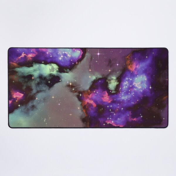 Fantasy nebula cosmos sky in space with stars (Purple/Cyan/Blue/Pink/Magenta) Desk Mat