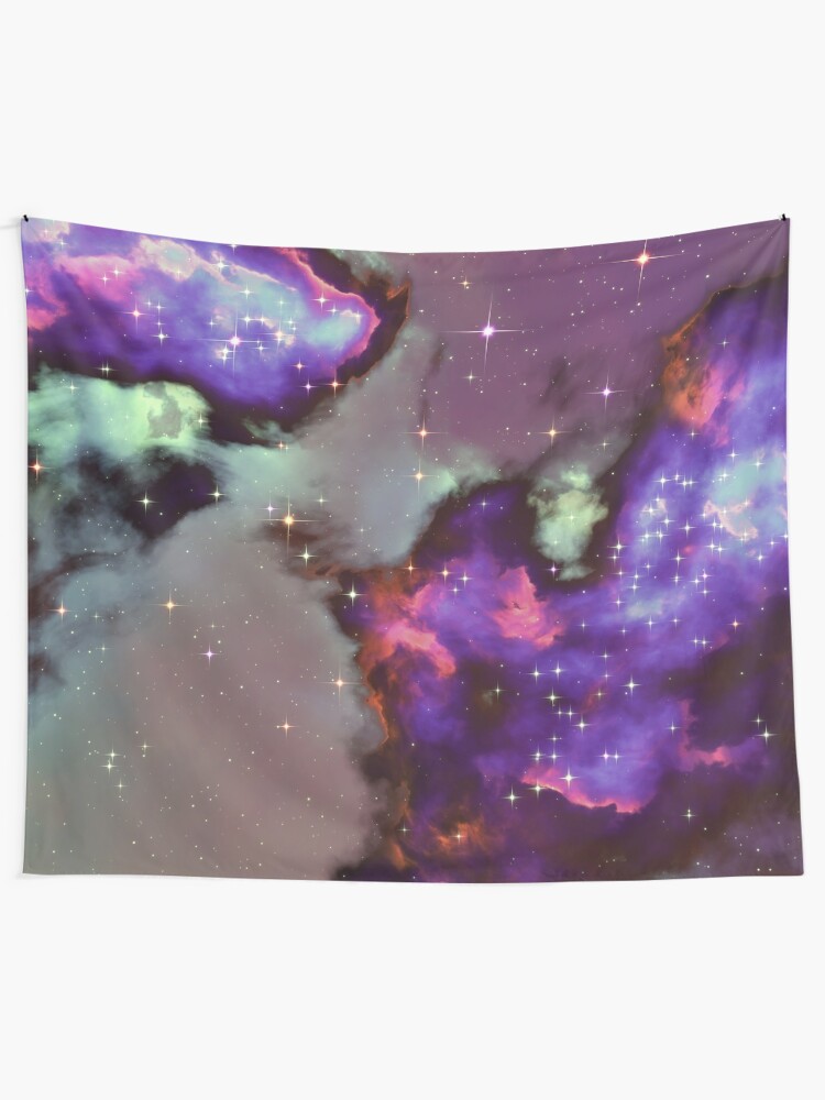 Alternate view of Fantasy nebula cosmos sky in space with stars (Purple/Cyan/Blue/Pink/Magenta) Tapestry