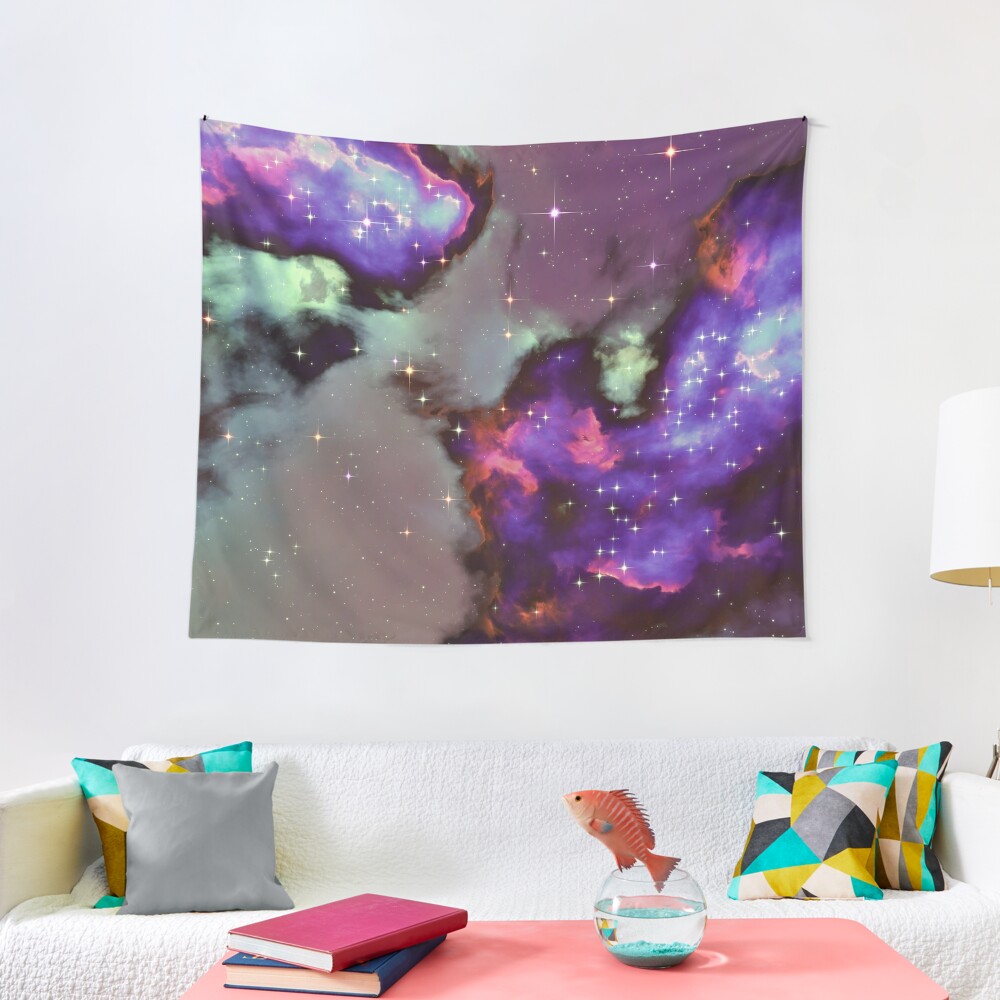 Fantasy nebula cosmos sky in space with stars (Purple/Cyan/Blue/Pink/Magenta) Tapestry