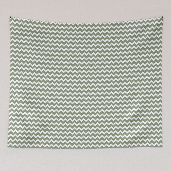 Item preview, Green and White Zig Zag Horizontal Line Pattern Coordinates w/ 2022 Color Trends Behr Laurel Tree S390-5 - Hue - Colour - Shade designed and sold by ColorOfTheYears.