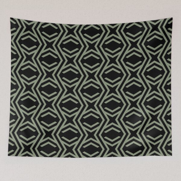 Item preview, Green and Black Zig Zag Stripe and Star Pattern Coordinates w/ 2022 Color Trends Behr Laurel Tree S390-5 - Hue - Colour - Shade designed and sold by ColorOfTheYears.