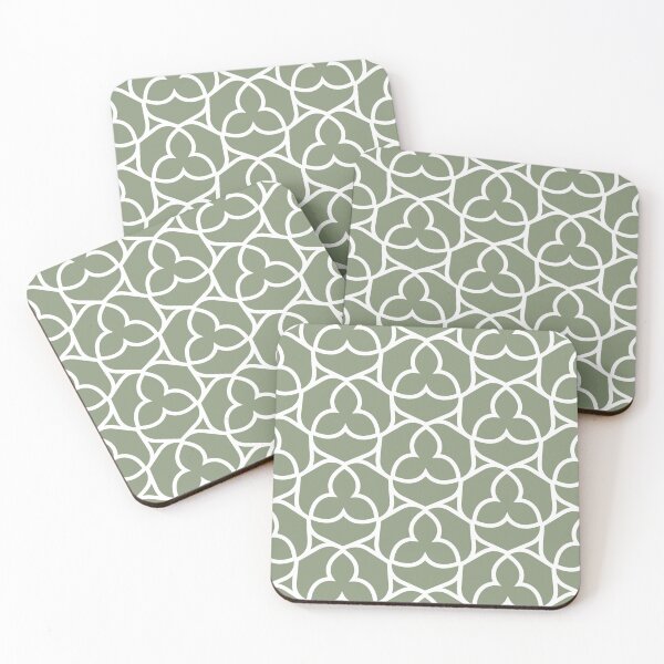 Item preview, Green and White Ornamental Shape Pattern 2 Coordinates w/ 2022 Color Trends Behr Laurel Tree S390-5 - Hue - Colour - Shade designed and sold by ColorOfTheYears.