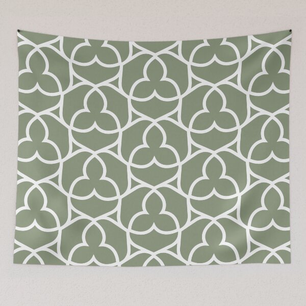 Item preview, Green and White Ornamental Shape Pattern 2 Coordinates w/ 2022 Color Trends Behr Laurel Tree S390-5 - Hue - Colour - Shade designed and sold by ColorOfTheYears.