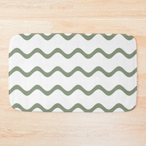 Item preview, Green and White Rippled Horizontal Stripe Pattern Coordinates w/ 2022 Color Trends Behr Laurel Tree S390-5 - Hue - Colour - Shade designed and sold by ColorOfTheYears.