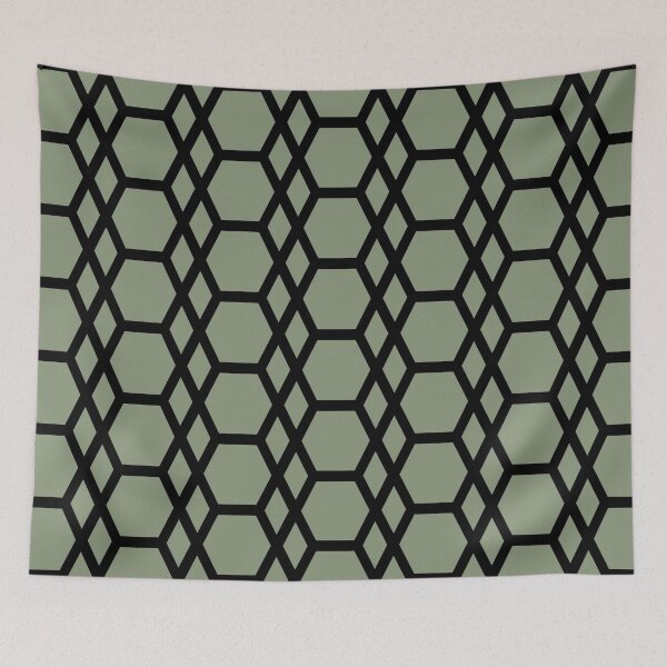 Item preview, Green and Black Tessellation Line Pattern 13 Coordinates w/ 2022 Color Trends Behr Laurel Tree S390-5 - Hue - Colour - Shade designed and sold by ColorOfTheYears.