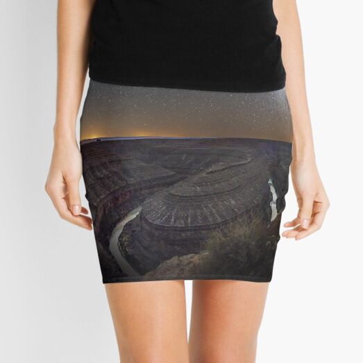 Brown And Gray Mountains Under Blue Sky During Night Time Mini Skirt