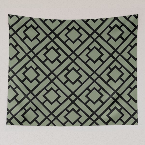 Item preview, Green and Black Tessellation Line Pattern 24 Coordinates w/ 2022 Color Trends Behr Laurel Tree S390-5 - Hue - Colour - Shade designed and sold by ColorOfTheYears.