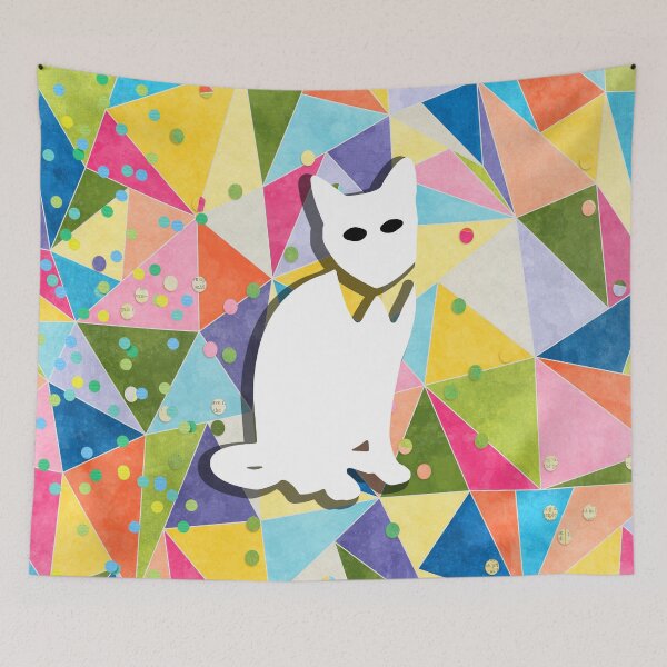 Item preview, Kawaii Adorable Cat with Abstract Pattern, Popoki 713 designed and sold by VinBasis.