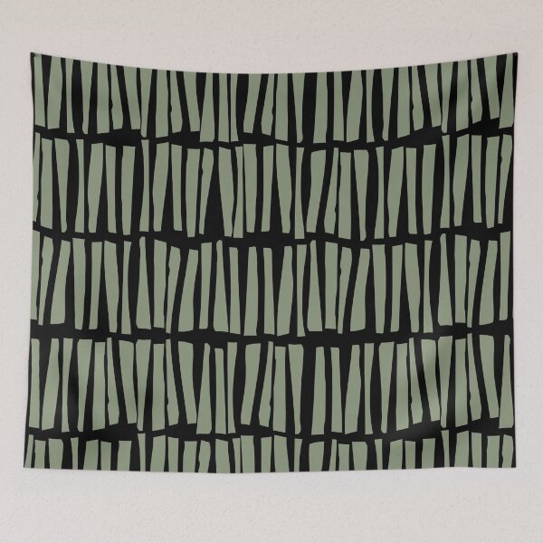 Item preview, Green and Black Vertical Dash Stripe Line Pattern Coordinates w/ 2022 Color Trends Behr Laurel Tree S390-5 - Hue - Colour - Shade designed and sold by ColorOfTheYears.