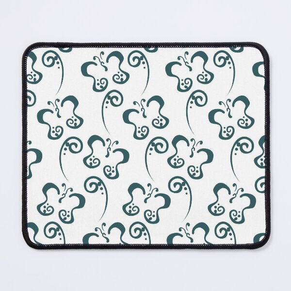 Item preview, Dark Aqua and White Butterfly and Scroll Pattern Coordinates w/ 2022 Color Trends Behr Ocean Abyss MQ6-01 - Hue - Colour - Shade designed and sold by ColorOfTheYears.