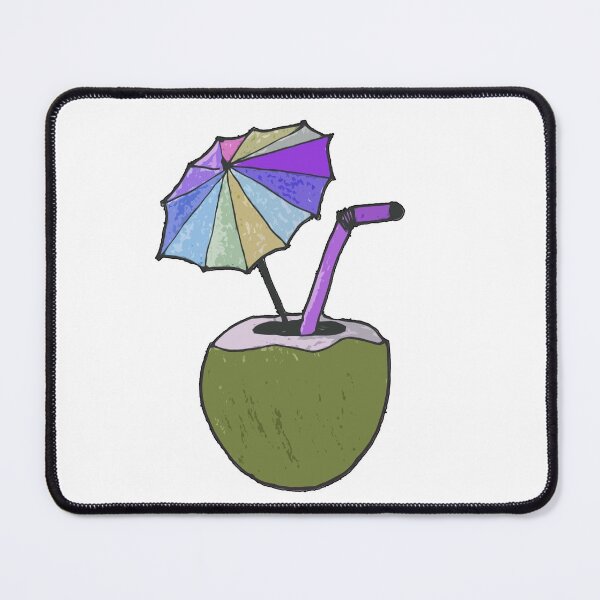 Item preview, Hand drawn coconut drink with colorful umbrella drink designed and sold by WatercolorFun.