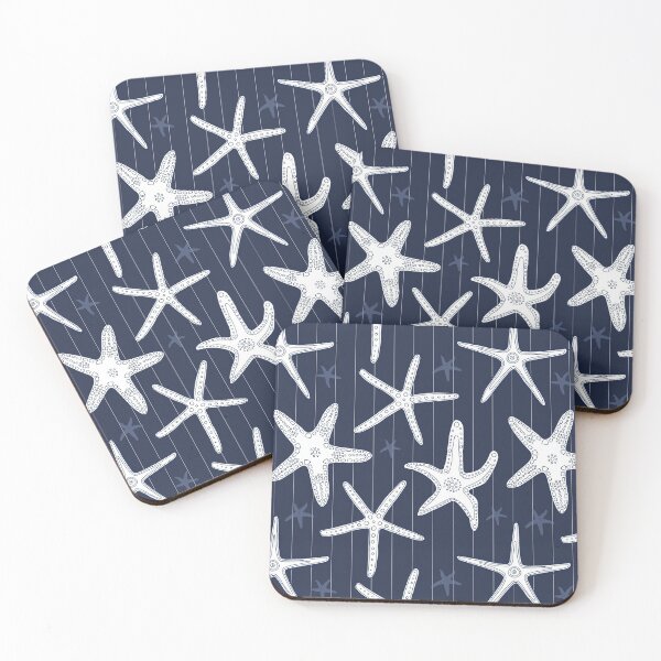 Item preview, Hamptons Ocean Sea Star Starfish Striped Pattern designed and sold by HotHibiscus.