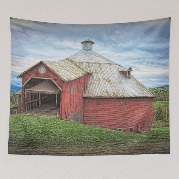Item preview, Red round barn - Mansonville, Quebec designed and sold by Travelways.