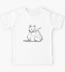 Pixel White Cat Kids Tee