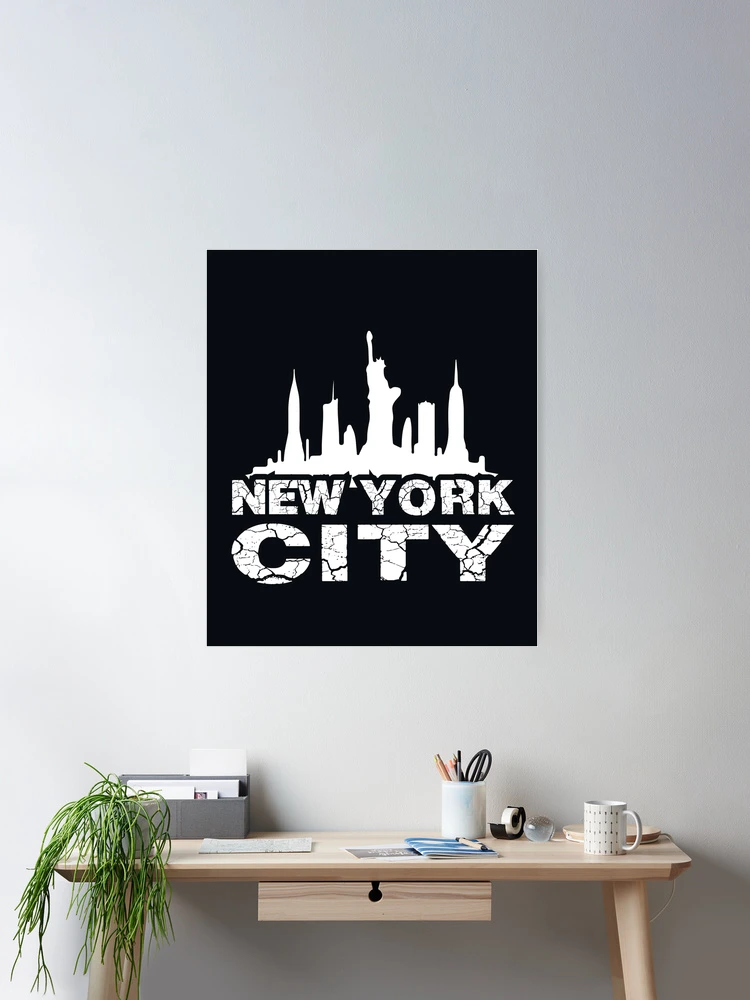 New York City Skyline Silhouette with Statue of Liberty USA United States  of America | Poster