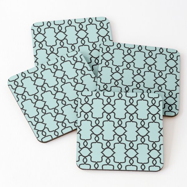 Item preview, Aquamarine and Black Ornamental Shape Pattern 4 Coordinates w/ 2022 Color Trends Behr Wave Top M450-3 - Hue - Colour - Shade designed and sold by ColorOfTheYears.