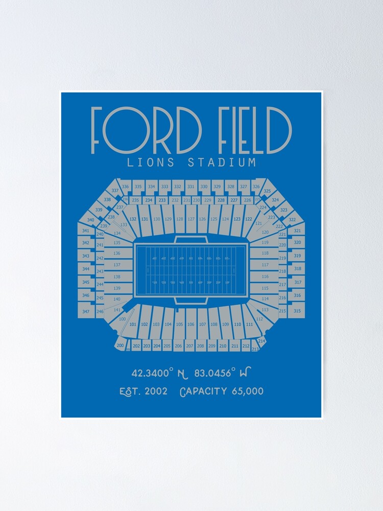 Ford Field Football Stadium Print, Detroit Lions Football