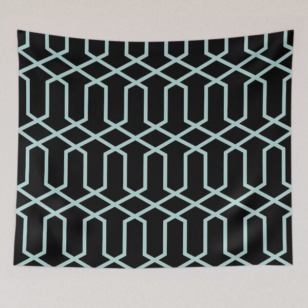 Item preview, Aquamarine and Black Tessellation Line Pattern 10 Coordinates w/ 2022 Color Trends Behr Wave Top M450-3 - Hue - Colour - Shade designed and sold by ColorOfTheYears.