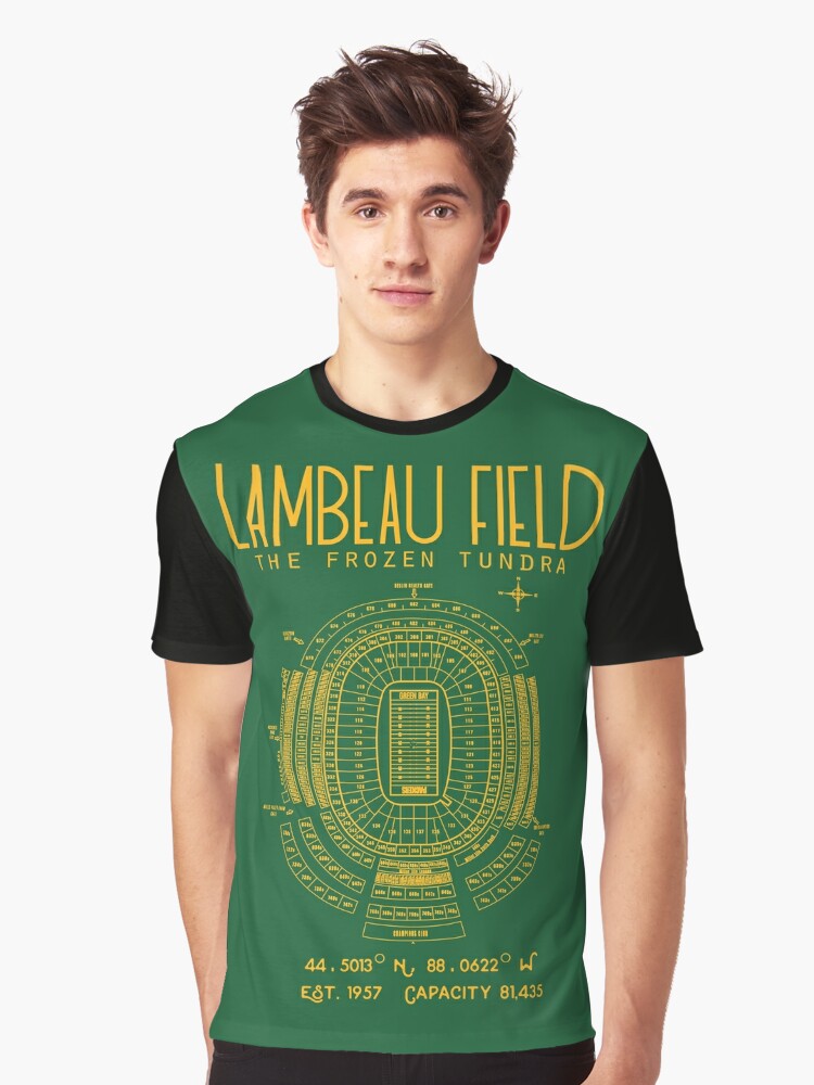 Green Bay Packers T-shirt Black Graphic T Shirt NFL Lambeau 