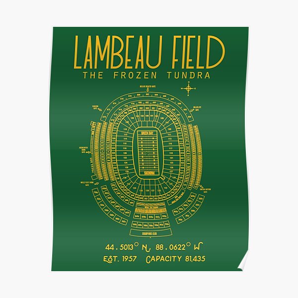 Print of Vintage Lambeau Field Seating Chart Seating Chart on 