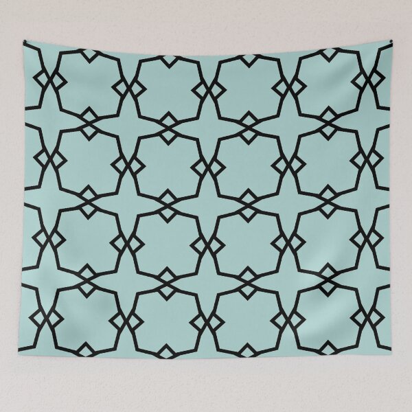 Item preview, Aquamarine and Black Tessellation Line Pattern 30 Coordinates w/ 2022 Color Trends Behr Wave Top M450-3 - Hue - Colour - Shade designed and sold by ColorOfTheYears.
