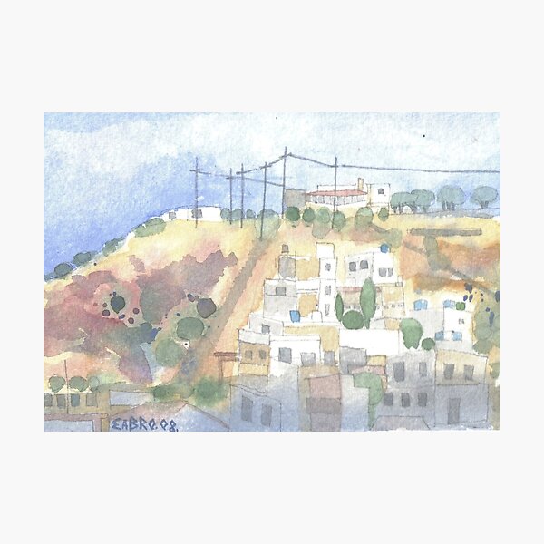 32. White Houses, Telegraph Poles & Turquoise Water Butts, Crete 32 - 2008 Photographic Print
