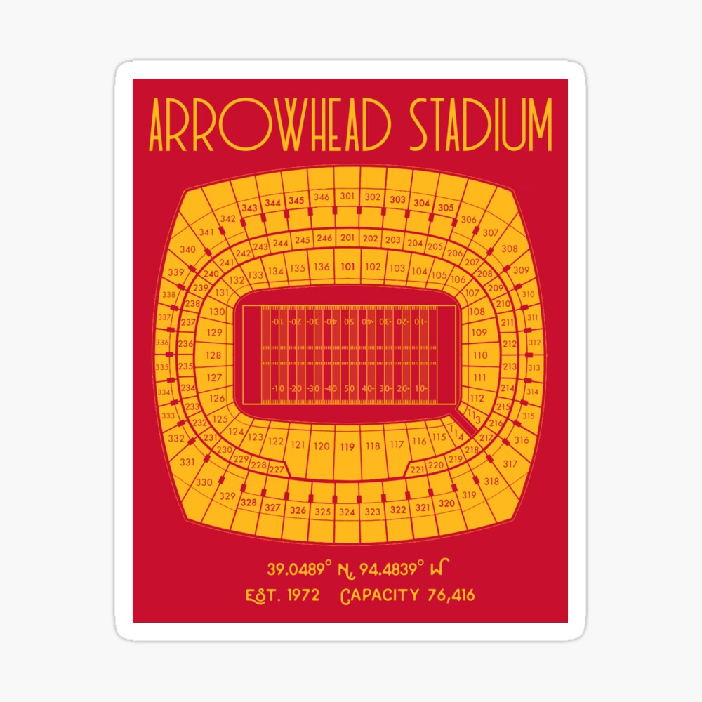 Kansas City Chiefs Arrowhead Stadium Blueprint Football Print 