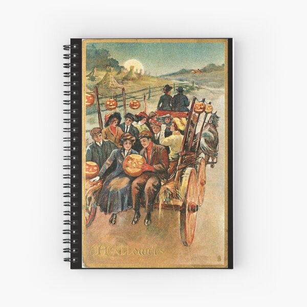 Vintage Halloween Card from Tuck Postcards (1908) - Hayride Spiral Notebook