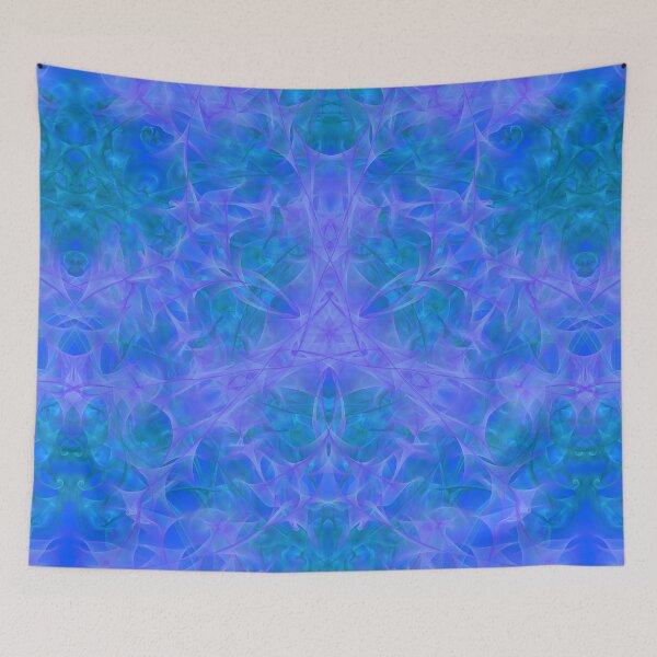 Item preview, Etheric Feline ~ Blue and Purple Abstract Fractal Mandala Art designed and sold by Ascension Vibrations.