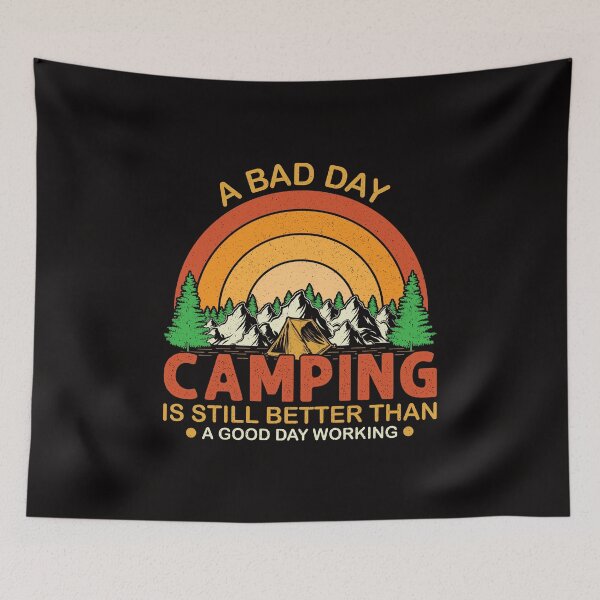 Item preview, A Bad Day Camping Is Still Better Than A Good Day Working Retro Vintage Sunset Design designed and sold by Prince - Bestseller ★★★★★.