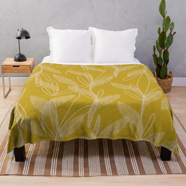 Item preview, Etched Leaves Mid Century Modern Botanical Pattern in Mid Mod Mustard designed and sold by kierkegaard.